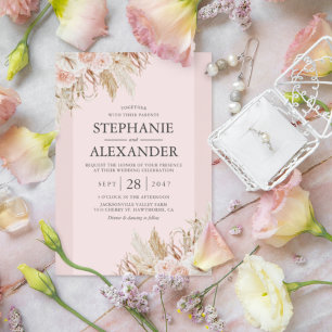 Pampas Grass rose Faire-part de mariage Florale