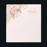 Pampas Grass Rose Gold Florals Name Monogram Notizblock<br><div class="desc">Dieses stilvolle Notizblock ist mit Pampasgras,  Eukalyptus,  Blume und getrockneten Blätter in Rosa dekoriert. Einfach anpassbar. Weil wir unsere Kunstwerke erstellen,  werden Sie dieses exakte Bild von anderen Designern nicht finden. Original Wasserfarbe © Michele Davies.</div>