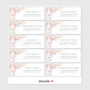 Pampas Grass rose invités noms Étiquette de adress