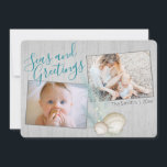 Pampas Grass Rustic Beach Holiday Foto Feiertagskarte<br><div class="desc">Weiche Pampas Gras und Muscheln,  rustikale Strandurlaub Fotokarte mit Platz für zwei Lieblings-Fotos. Das Meer und die Begrüßungstexte und die Schriftart können nach Belieben geändert werden.</div>