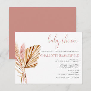Pampas Grass Rustic Boho Floral Baby Dusche Einladung