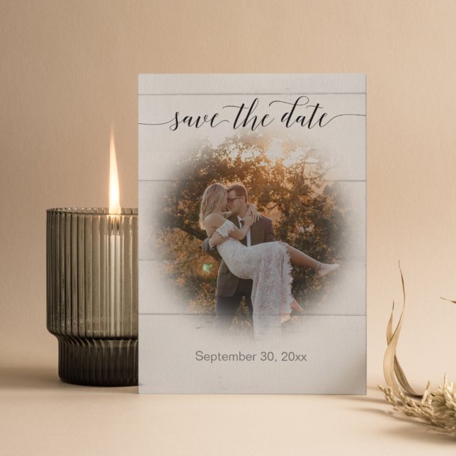 Pampas Grass Rustic Wood Script Typografy Foto Save The Date (Von Creator hochgeladen)
