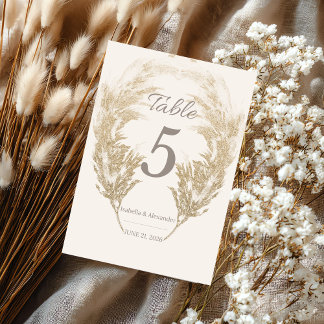 Pampas Grass Table Card Tischnummer