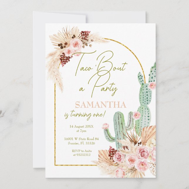 Pampas Grass Taco Cactus Première Invitation d'ann (Devant)