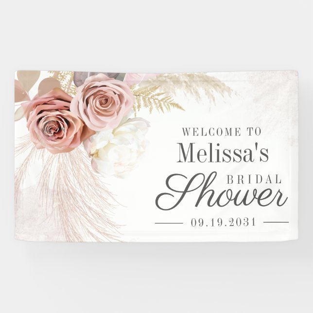 Pampas Grass Tan Brautparty Willkommen Banner (Horizontal)