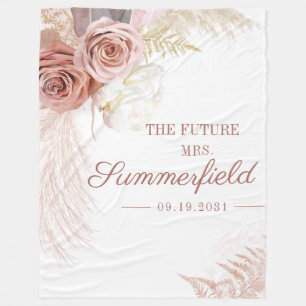 Pampas Grass Tan Bridal Shower Fleecedecke