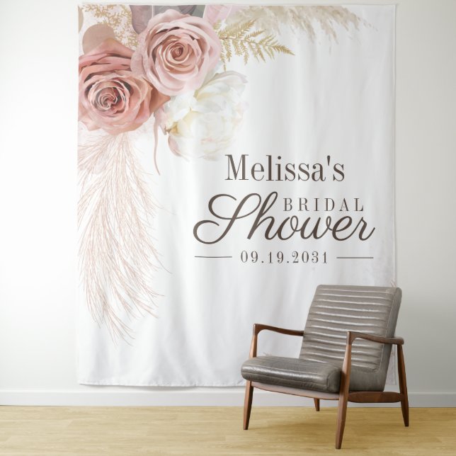 Pampas Grass Tan Bridal Shower Wandteppich (Beispiel)