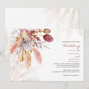Pampas Grass Tan Floral Rustikale Hochzeit Einladung
