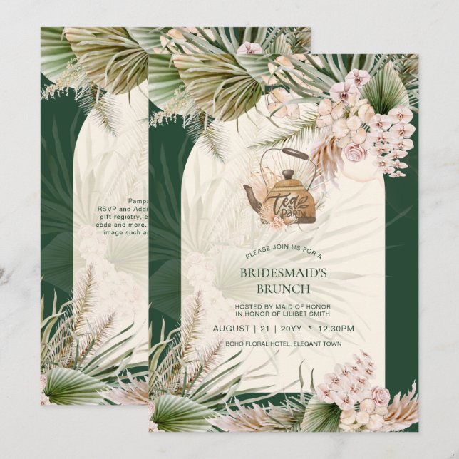 Pampas Grass TEA PARTY Brautparty Mittagessen (Vorne/Hinten)