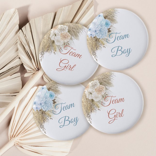 Pampas Grass Team Girl Abstimmung Geschlecht offen Button (Von Creator hochgeladen)