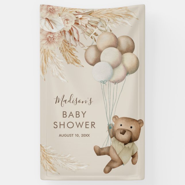 Pampas Grass Teddy Bear Baby Showbanner Banner (Vertikal)