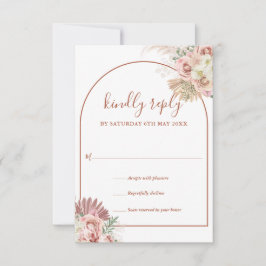 Pampas Grass Terracotta Arch Floral Monogram RSVP Karte