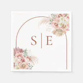 Pampas Grass Terracotta Arch Monogram Serviette
