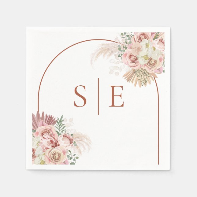 Pampas Grass Terracotta Arch Monogram Serviette (Vorderseite)