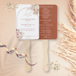 Pampas Grass Terracotta Arch Wedding Programm Hand Fächer