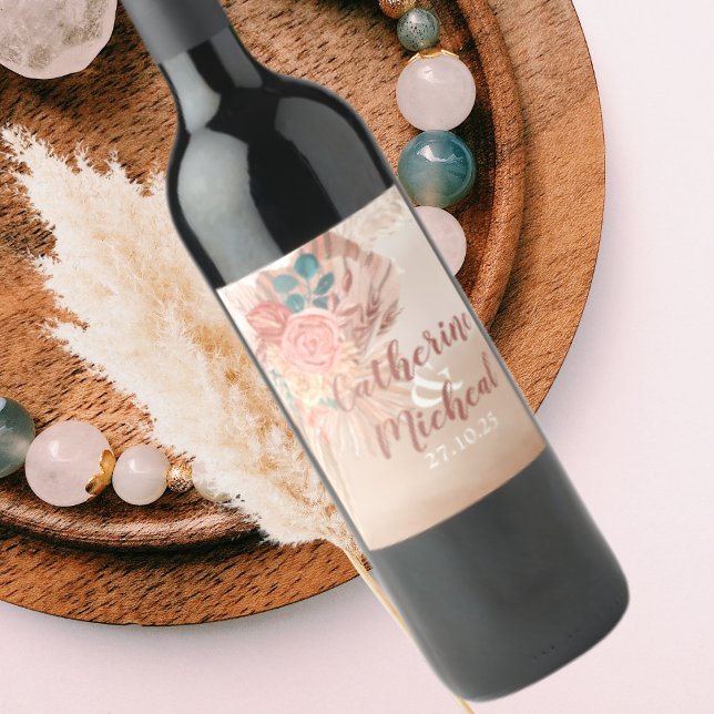 Pampas Grass Terracotta Boho Chic Gastgeschenk Hoc Weinetikett (Von Creator hochgeladen)