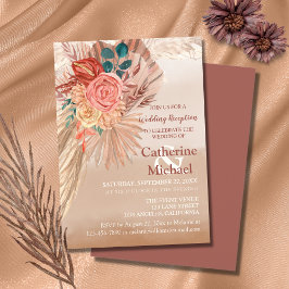 Pampas Grass Terracotta Boho Hochzeitsempfang Einladung