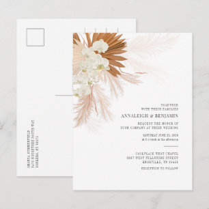 Pampas Grass Terracotta Botanische Palmen Hochzeit Einladungspostkarte