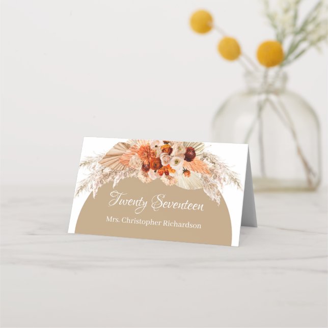 Pampas grass terracotta brennen orange-beige rot platzkarte (Vorderseite)
