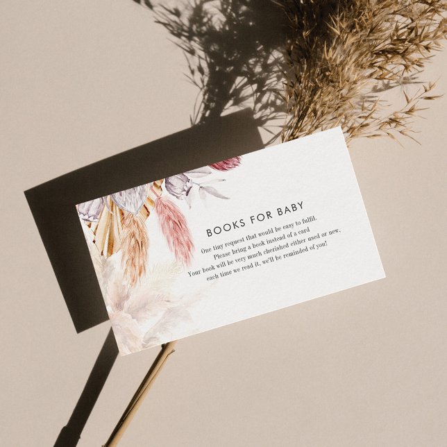 Pampas Grass Terracotta Bücher für Babydusche Begleitkarte (Baby Shower Enclosure Card Books for Baby Request)