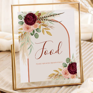 Pampas Grass Terracotta Floral Food Table Poster