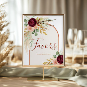 Pampas Grass Terracotta Floral Gevor Table Sign Poster