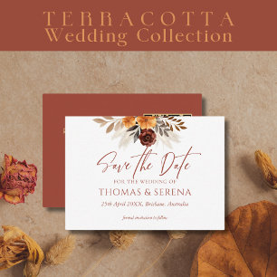 Pampas Grass Terracotta Save the Date QR-Code Mitteilungskarte