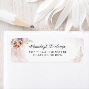 Pampas Grass Terracotta Script Boho Rücksendeadres