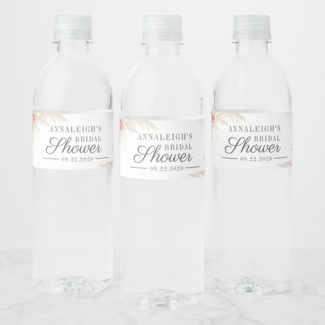 Pampas Grass Terracotta Script Brautparty (Flaschen)