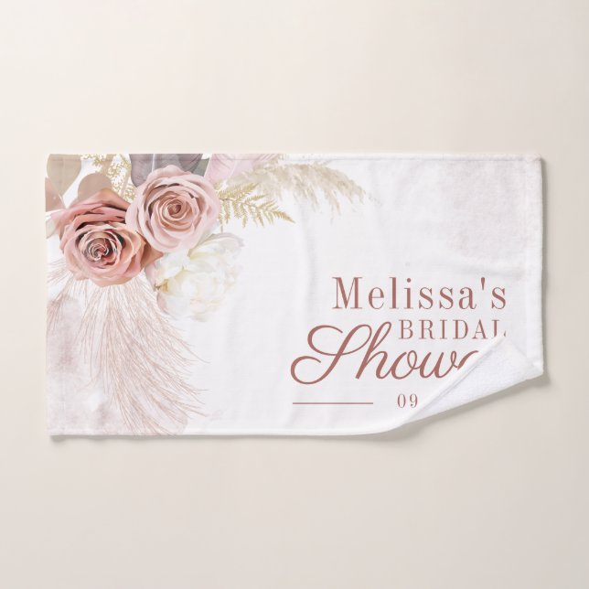 Pampas Grass Terracotta Script Brautparty Handtuch (Handtuch)