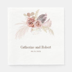 Pampas Grass Terracotta Wedding Paper Serviette