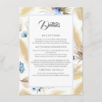 Pampas Grass und Dusty Blue Blume Hochzeitdetails
