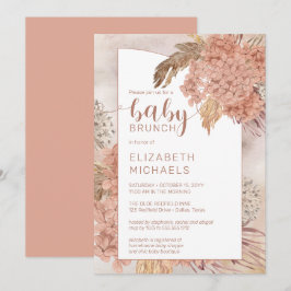 Pampas Grass und Hydrangeas Blooms Baby Brunch Inv Einladung