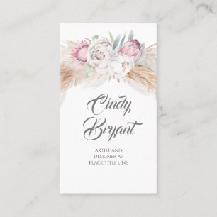 Pampas Grass und King Protea Blume Elegant Exotic Visitenkarte
