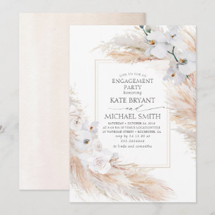 Pampas Grass und White Orchids Engagement Party Einladung