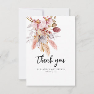 Pampas Grass Watercolor Blumenbaby-Dusche Dankeskarte