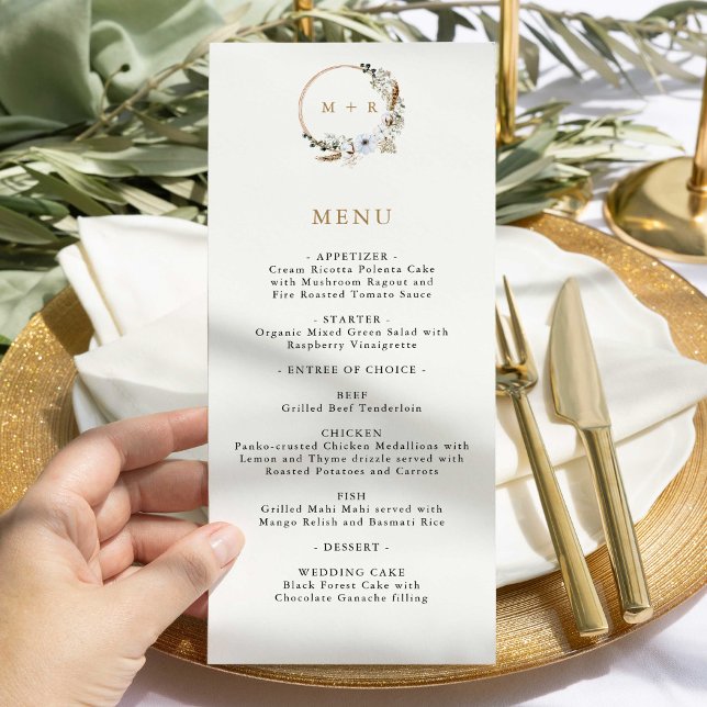 Pampas Grass Wedding Boho Eleganter Menu Empfang Menükarte (Von Creator hochgeladen)