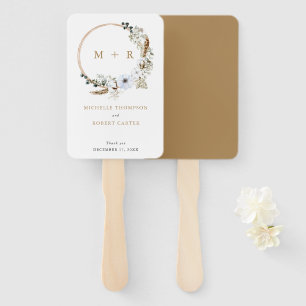 Pampas Grass Wedding Boho Terracotta Monogram Chic Fächer