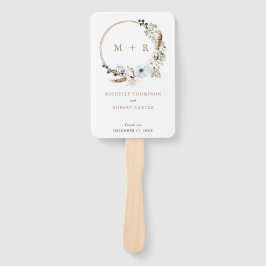 Pampas Grass Wedding Boho Terracotta Monogram Chic Fächer