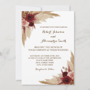 Pampas Grass Wedding Country Chic Einladung