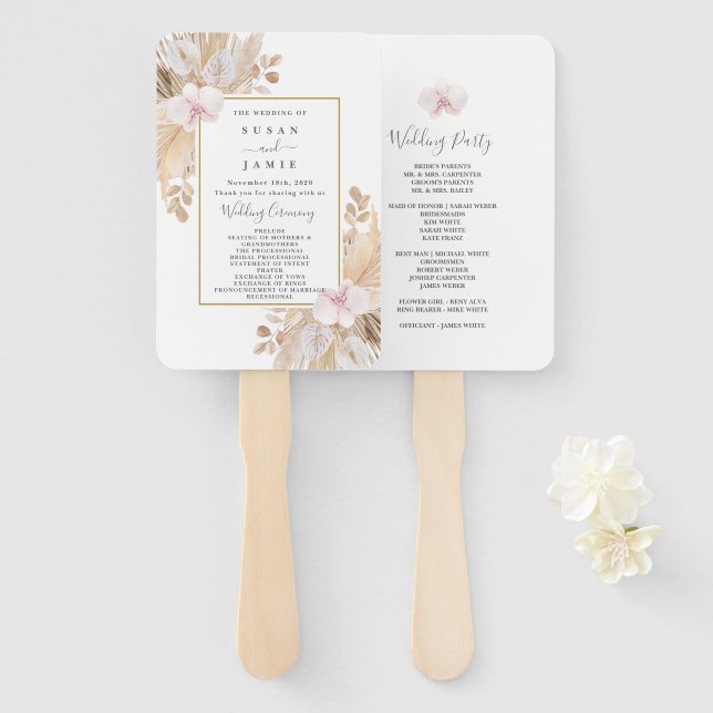 Pampas Grass Wedding Fächer (Vorne und Hinten)