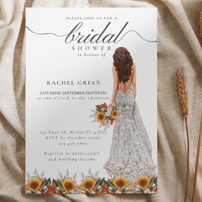 Pampas Grass Wedding Gown Boho Brautparty Einladung (Pampas Grass Wedding Gown Boho Bridal Shower Invitation by Creative Design)