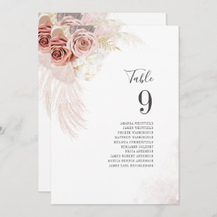 Pampas Grass Wedding Tischnummer Card