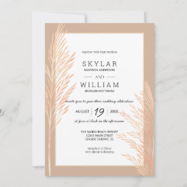 Pampas Grass Wedding Watercolor Chic Neutral Einladung