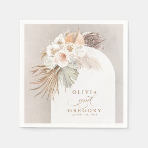Pampas Grass White Floral Boho Wedding Serviette