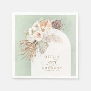 Pampas Grass White Floral Boho Wedding Serviette