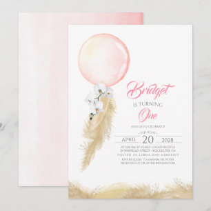 Pampas Grass White Orchids Balloon Exotic Birthday Einladung