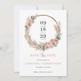 Pampas Grass Wreath Blush Rosen Orchid Eukalyptus Save The Date