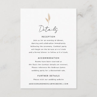 Pampas Grass Wüste Landschaft Boho Hochzeiten Deta Begleitkarte