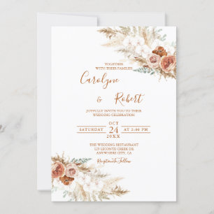 Pampas herbacé à fleurs muet faire-part de mariage